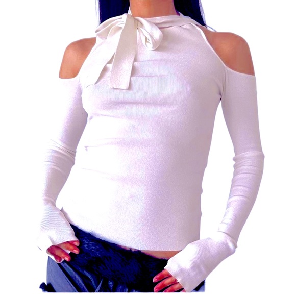 Gucci Tom ford white cold shoulder with tie top m/l - Picture 1 of 5